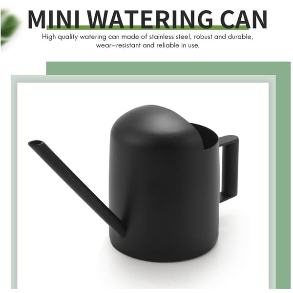 Mini vandkande, 300 ml sort rustfrit stål vandkande, lang tud vandkande, egnet til haveplanter