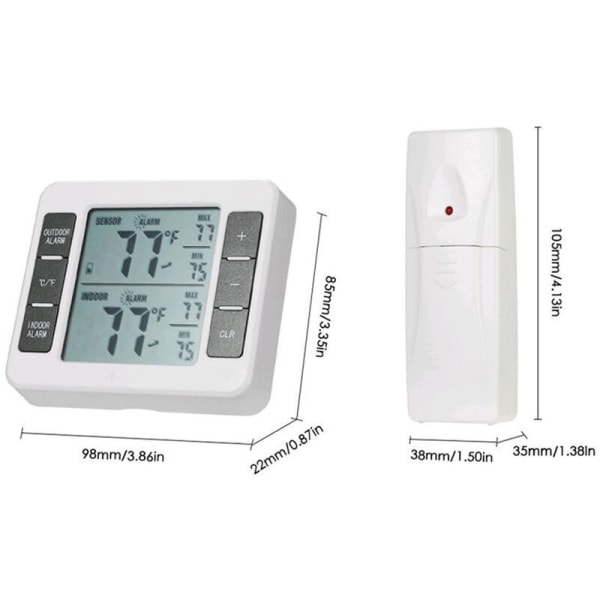 Trådlös överföring termometer en till två sub-maskin kyl frys inomhus och utomhus larm termometer