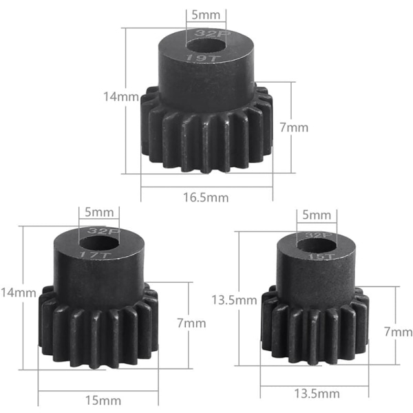 54T 32 Pitch Metal Steel 3956 Spur Gear with 15T 17T 19T Pinions Gear Sets for 1/10 Slash 4WD/2WD Summit E-