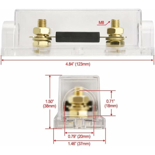 Bilsikringholder - Lyd, video, stereo ANL - 0 2 4 Gauge - Indgang og udgang med 250A ANL-sikring