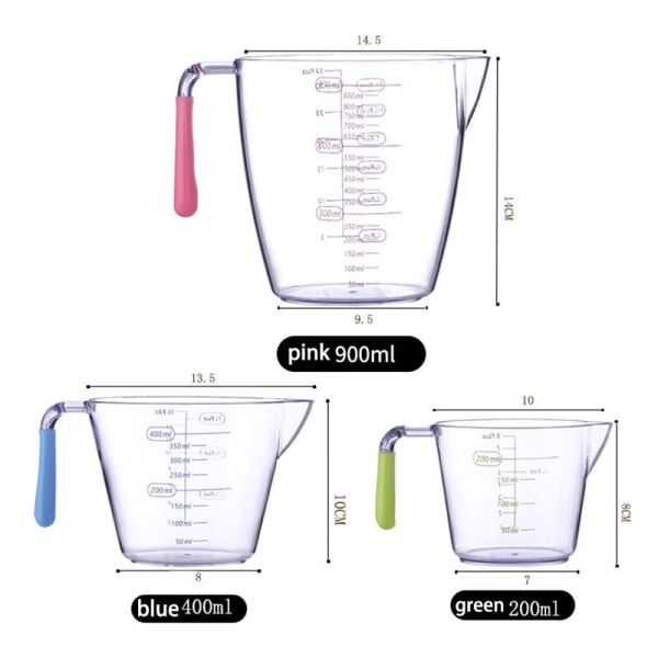 3 Koppar Mjölk Ägg Skala Mätkopp Mätverktyg - Transparent Kopp