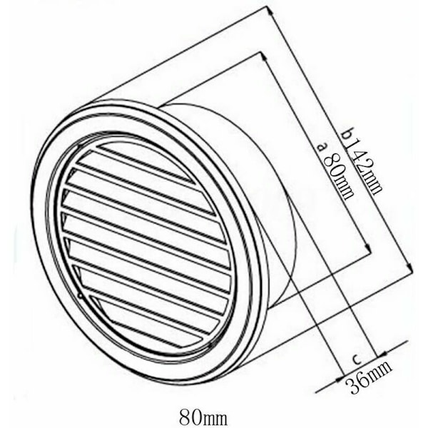 Pyöreät ruostumattomasta teräksestä valmistetut ilmanvaihtoventtiilit, pakoreitti irrotettavalla suojalla 80/100/120 CM - 80mm.