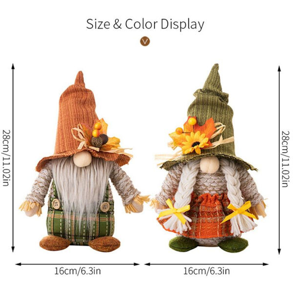 Thanksgiving Day Harvest Festival Fiskarehatt Rudolph Dockor Ornament Höst Gnome Plysch Elf Dockor Fru Gåvor
