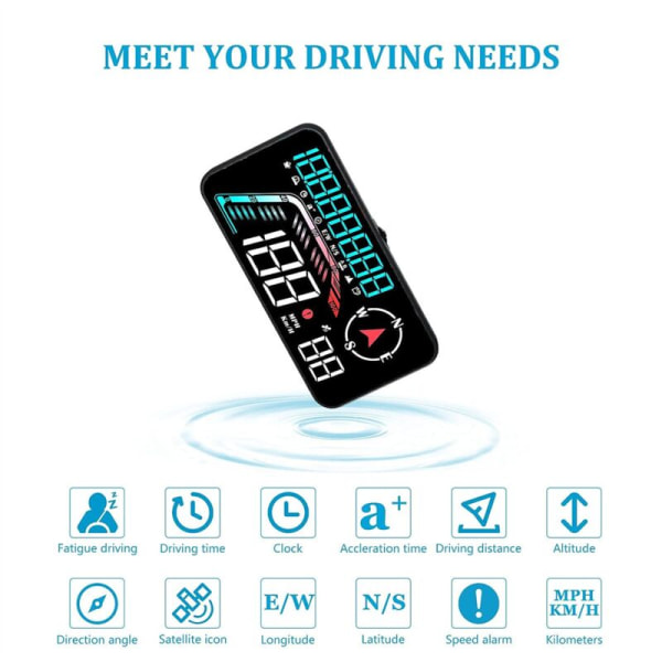 Head Up Display G12 HUD Bil GPS Display Hastighedsalarm Universal Kørselshastighed Som Vist