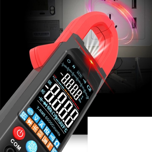 DC/AC Digitalt Tangamperemeter 6000 Tællinger 400A Amp Multimeter Stort Farvedisplay Spændingstester FS8330Pro Sort