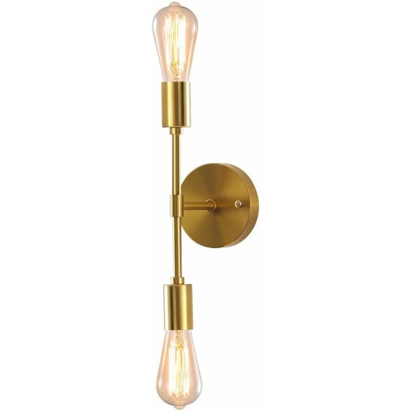 Vägglampor i guld, 2-lampig badrumsbelysning, E27-sockel, vägglampor för spegel, hall, kök, sovrum, vardagsrum