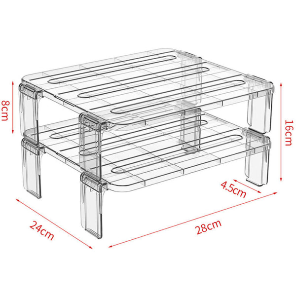 2 st serie kylskåpsorganisatör kylskåpshållare kökhyllor köksartiklar stapelbar hylla skiktad hylla (transparent)