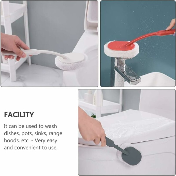 Sieniharja pitkävartisella sienipuhdistusharjalla pesuharja kylpyhuoneen laatta-wc:lle 3 kpl