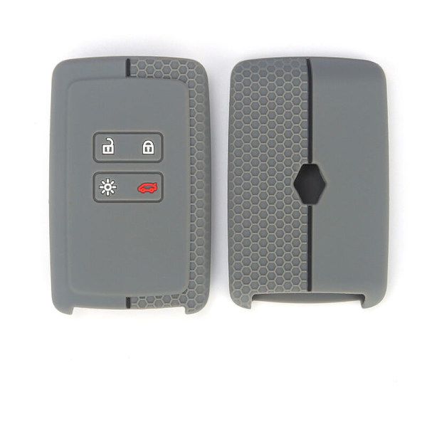 Auton avaimen kotelo, yhteensopiva Renault Smart Key 4-painikkeisen kanssa (vain Keyless Go) - Pehmeä silikoninen suojakuori (tummanharmaa (musta viiva))