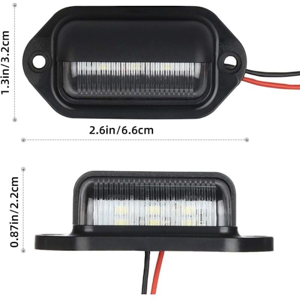 2 st LED-registreringsnummerbelysning Vattentät 6 SMD LED Bakljus Registreringsnummerlampa för 12V/24V Lastbil Van Trailer Bil Fordon Husbil