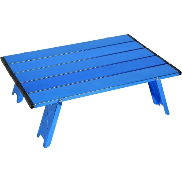 Bærbart strandbord aluminium Ultralett mini sammenleggbart campingbord, blå