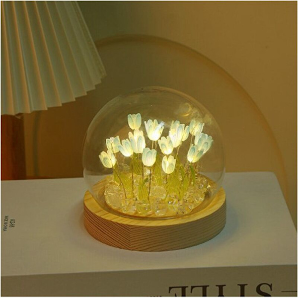 Håndlaget nattlys DIY tulipan jente stue nattlys skrivebordslampe romantisk atmosfære lampe-blå