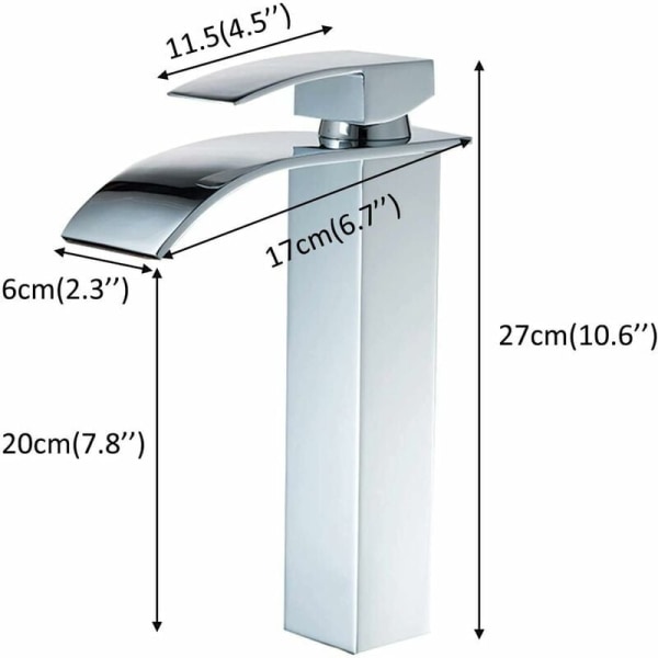 Vandfald Bassin Mixer Top Badeværelsesarmatur, Moderne Vandfald Armatur Design med Justerbar Varmt og Koldt Bassin Mixer Tap, Velegnet til Håndvask