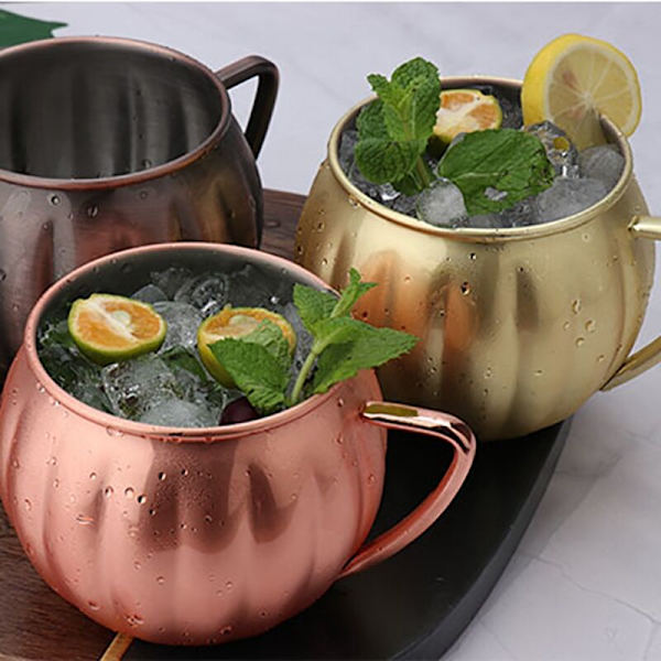 Kreativ rustfri stål belægning græskar cocktail bar KTV Moskva Mule krus kop -700Ml guld