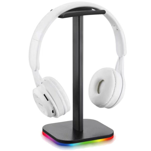 RGB-kuulokemikrofoni-teline Työpöydän Näyttöpidike Kuulokemikrofoni-teline LED-pohja USB-valon pistorasia Kuulokemikrofoni-teline Tukivarsi - A