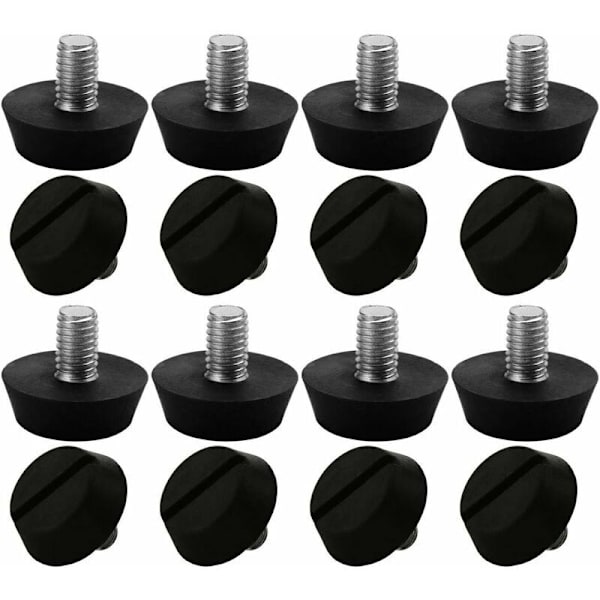 16 stk justerbare møbelføtter nivelleringsfot base ben bordben stol justerbar gulvbeskyttelse M6 x 10 x 20mm--