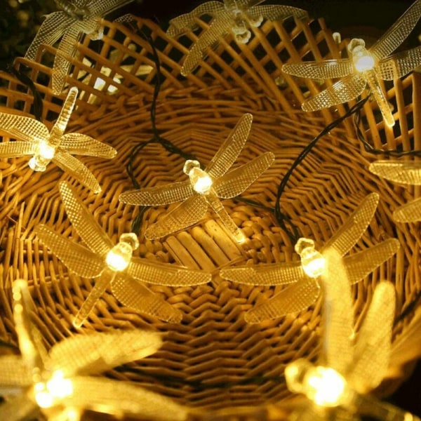 Solcellelys 50 LED Vandnymfe Guinguette Udendørs Varm Hvid Blink Vandnymfe Solcellelampe Dekoration med 8 Lystilstande Vandtæt Belysning til Have,