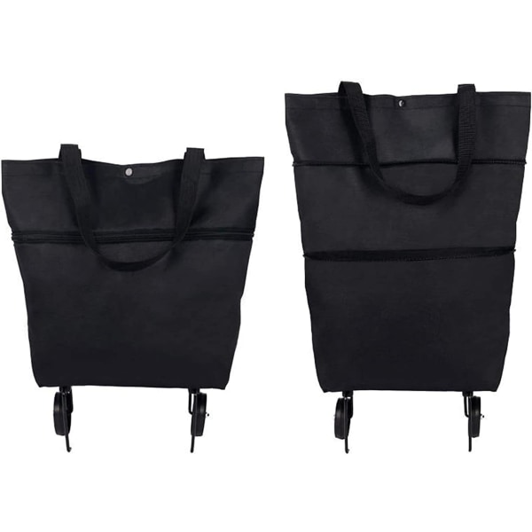 Tralle sammenleggbar handlepose Sammenleggbar to-lags glidelås sammenleggbar handlepose (svart)