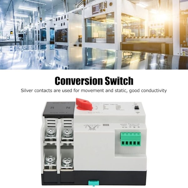 Automatisk källa byte, 2-vägs obrytbart dubbelt ström automatisk överföringsbrytare ZGQ5-100/2P 220V DIN-skena installation