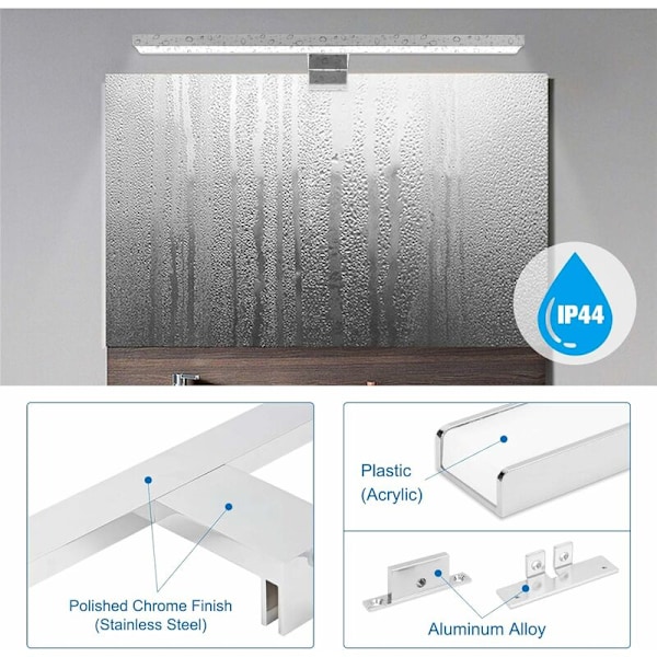 LED Speillampe, Badsminke Speil Frontlys Vegglampe 40 4000K  6000K  1200lm  12W  IP44  Rustfritt stål  Skap veggbelysning