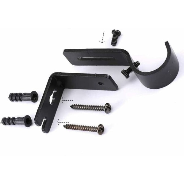 Fei Yu 2-pack justerbar väggmonterad gardinstångsfäste, kraftig metallgardinstångsfäste, justerbar längd 3-12 cm, svart