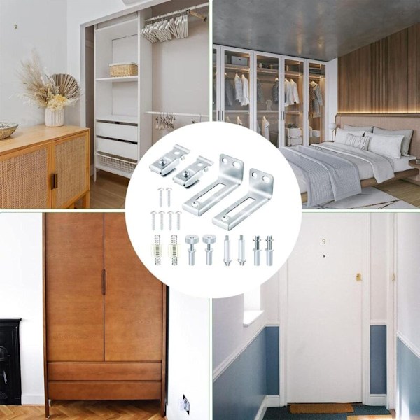 18 Dele Skydedørs Reparationskit Foldbar Skydedørs Hardware Kit, Skabsskydedør, Opbevaringsfoldbar Dør Hardware Kit og Dør