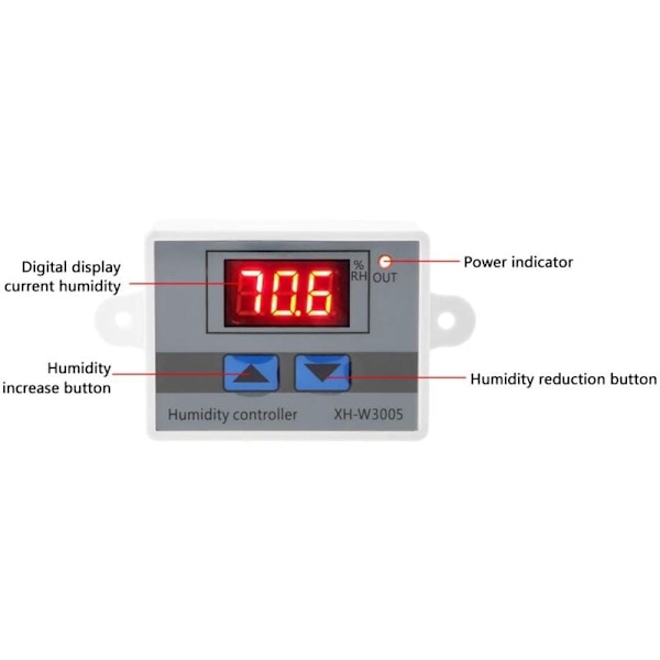 XHW3005 Fugtighedshygrostat 230v Digital Hygrometer Sensor Switch Controller 0 til 99% R(12V)