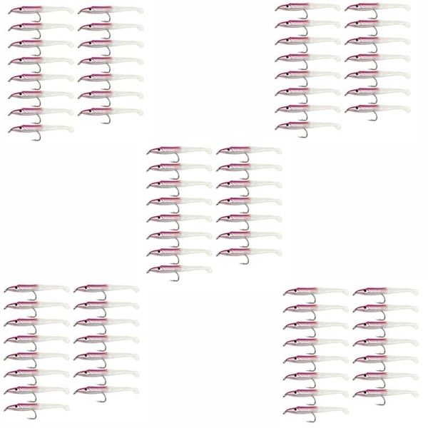 5cm/0.6G Fake Sea Fishing Lure Bait with Bionic Eel Hook T Tail Simulation Soft Insects 75Pcs Pink