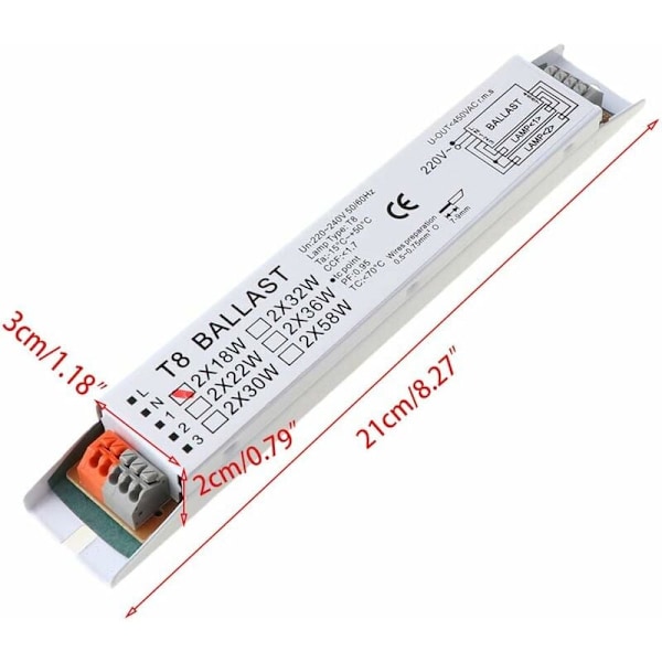 T8 220-240V AC 2x58W Bred Spændingsområde Elektronisk Forkobling Fluorescerende Lampe Forkoblinger Elektroniske Forkoblinger