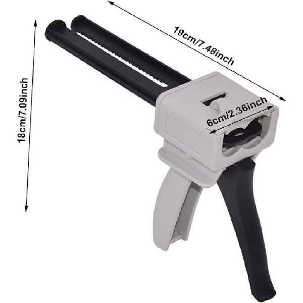 50ml Epoxy Dispenser Pistol, AB Epoxy Limpistol Håndtak Applikator for Lim Blanding, 1:1 og 2:1 Forhold (Pistol)