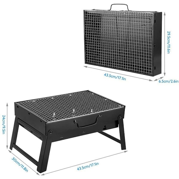 Kolgrill, Bärbar Kolgrill, Fällbar Lämplig för Utomhuscamping Grill, Grill, Stor