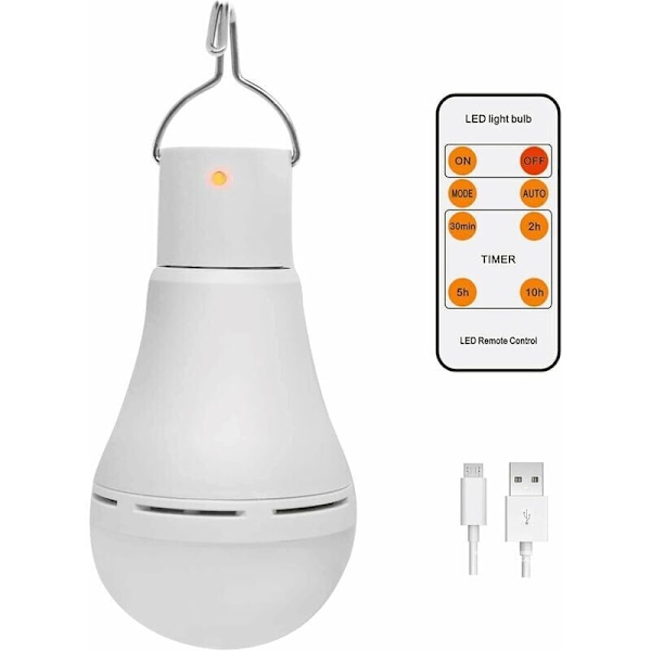 USB-laddningsbar glödlampa med fjärrkontroll - 7W LED dimbar - nödbelysning utomhuscamping
