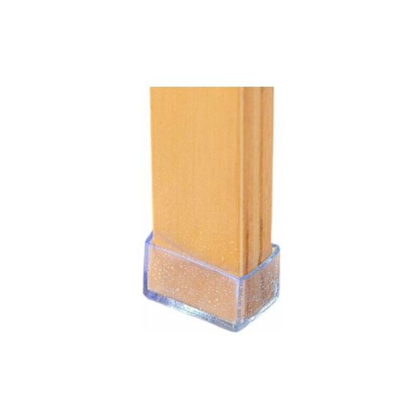16-pack PVC-fötter för stolsben, rektangulära, anti-repor, 20 x 30 mm, transparenta