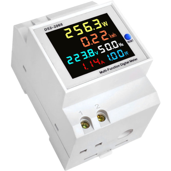 Elförbrukningsindikator D52-2066 elmätare fas hushåll smart wattimmätare styrskena typ 220V spänning ström power frekvens fa