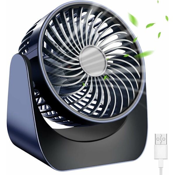 USB-tuuletin, Pieni tuuletin, 360° Kierto Kannettava Mini Hiljainen USB-tuuletin, 3 Nopeutta Työpöytätuuletin 1,5M USB-kaapelilla Toimistoon/Autoon/Matkalle/Leirintäalueelle (Tummansininen)