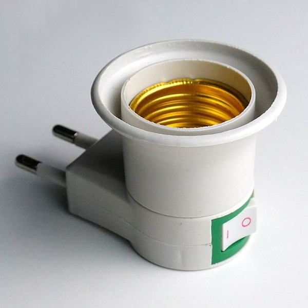 Lamp Socket Adapter EU-kontakt Säkerhetsbrytare Lampfäste med På/Av-kontrollbrytare, E27 Sockel Lampfäste Lampfäste av