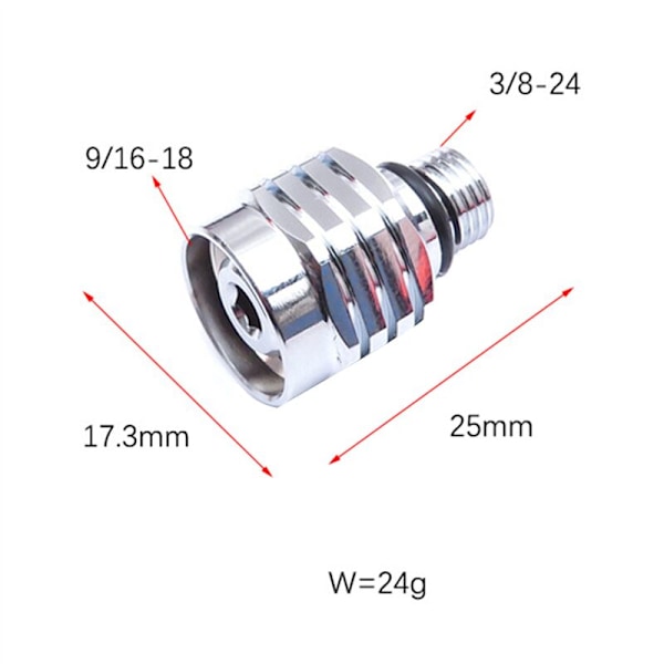 3/8-24 Hann til 9/16-18 Hann Dykke Regulator Adapter Rørverktøy Justerbar Kobberkontakt