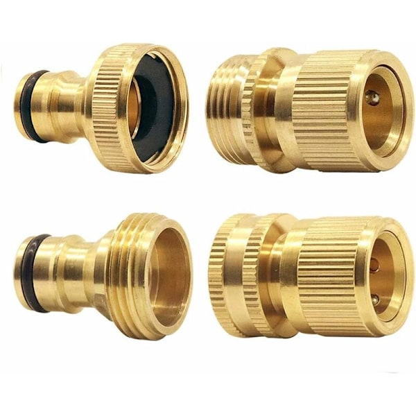 Hageslangekobling, 3/4\" messing hann- og hunngjenger kobber hannhageslange og 3/4\" BSP kranadapter,