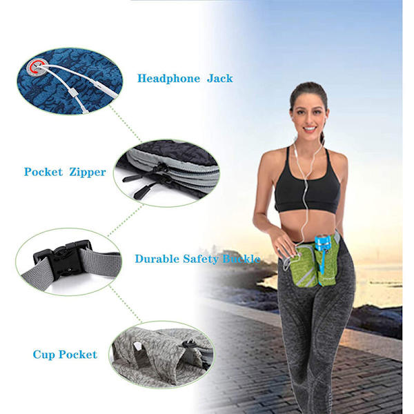 Lättvikts Hydration Bälte med Flaskhållare, Inget Studsande Löpband, Justerbar Midja Passar för Jogging, Cykling, Vandring, Fitness, Ryggsäcksturer