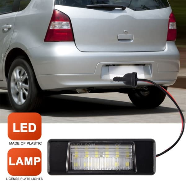 2 stk. Bil 18 LED-plast nummerpladelys til Juke Primera LED nummerpladelys