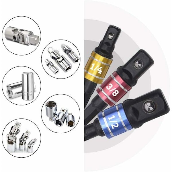 Kvadratisk Socket-hållare Adapter 1/4\" 3/8\" 1/2\" Socket-hållare Adapter för Slagmejsel Socket-hållare Adapter Slagmejsel Borrmejsel Socket Färgad