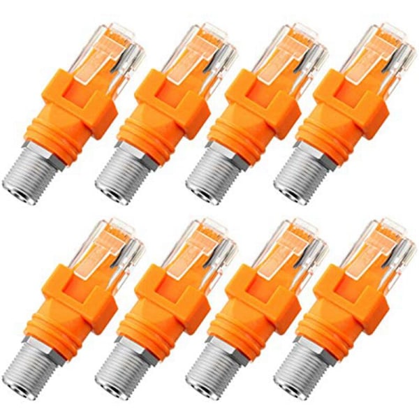 8 stk. netværkskrystalhoved RJ45 til F-hoved BNC spiral RJ45 til RF-stik koaksial direkte stik