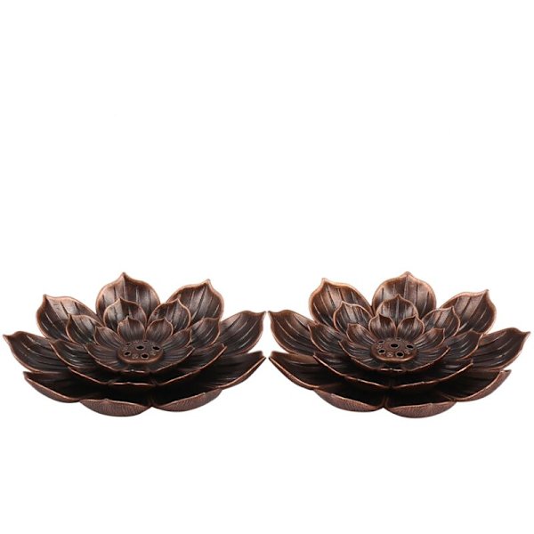 2-pack Rökelsebrännare i Zinklegering, Ljusstake, Platta, Spiral, Lotus, Buddhistiskt Tempel, Yogahall