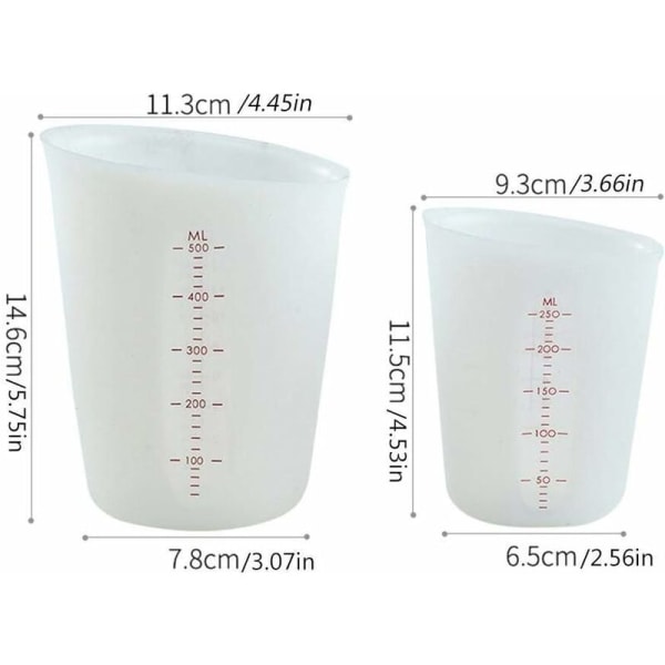 Mätkopp Graderad Mätkopp Silikon Mätkopp Återanvändbar Kökskon Mjöl Mätkopp 250ML/500ML för Matlagning-