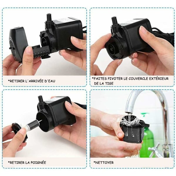 Mini-vattenpump för undervattensbruk med 12 färgade LED-lampor 8W Ultraljudsvattenpump för akvarium 450L/H för terrarium, fisktankar, cirkulationssystem, Po