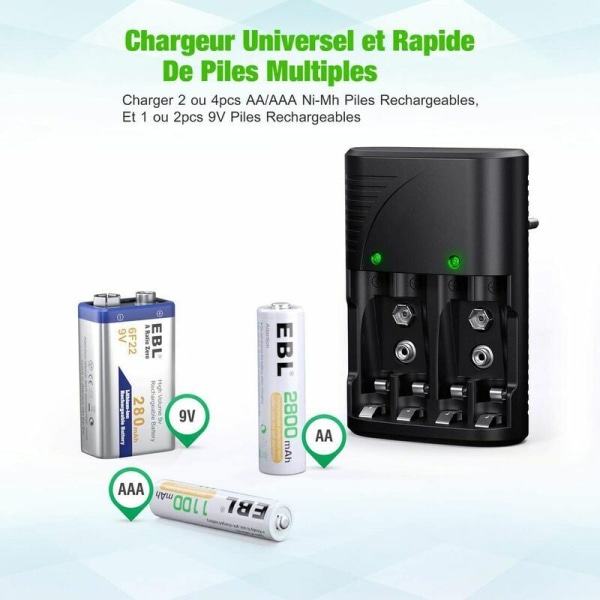Multifunktionell batteriladdare nr 5 nr 7, 9V, 1,2V laddningsbart batteri, nr 5, nr 7, nio volt laddningsbar batteriladdare