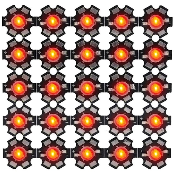 25 st LED-chips i serie, 3 W hög effekt LED-lampor pärlor emitterdiodchips lämpliga för DIY-belysningsarmaturer (röd)