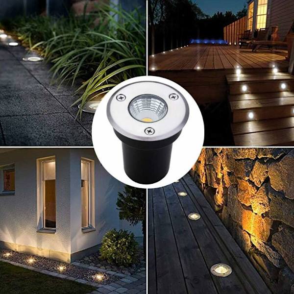 4 LED Inbyggd Markspotlight, 5W Inbyggd Golvlampa för Utomhus, Utomhus Inbyggd Markspotlight, Rostfri, Belastningsbar upp till 800kg, 12V-24V DC
