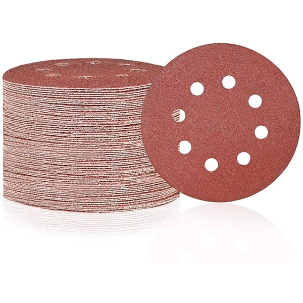 50-pack 8-håls slippapper - 320 korn - Slitstarkt slippapper för excenterslip för trä, metall, marmor, plast