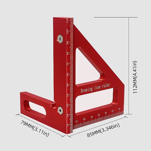 3D Multi-Angle Mätlinjal 45/90 Grader Aluminiumlegering Ritlinjal Hög Precision Layout Mätverktyg